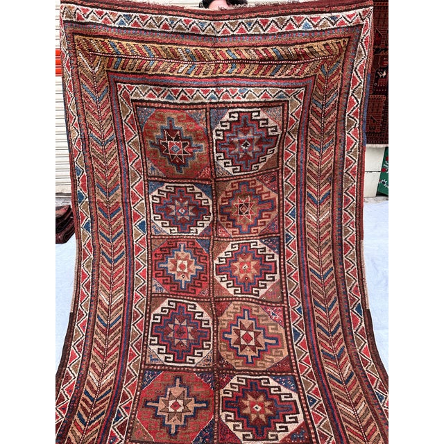 Antique Khamseh Qashqai Hand-Knotted Wool Rug - 10'9" X 5'4" For Sale - Image 11 of 12