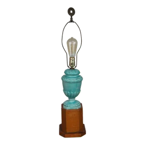 Mid 20th Century Chinese Chinoiserie Boho Chic Porcelain Celadon Urn Vase Lamp