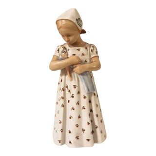 Mid 20th Century Royal Copenhagen Girl With Doll #561 Porcelain Figurine For Sale