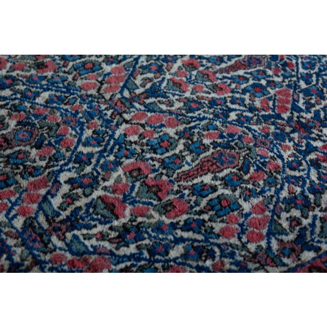 Early 1900s Antique Floral Botanical Allover Ivory Cream Blue Navy Hand Knotted Rug - 4’8” X 6' For Sale - Image 10 of 13