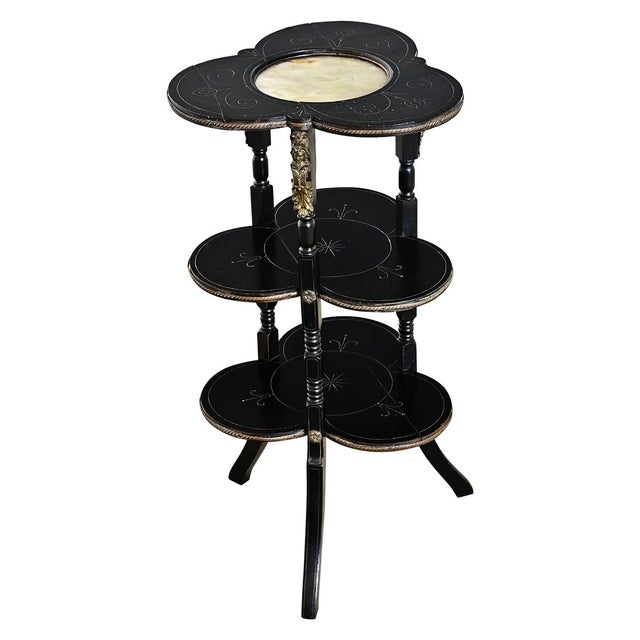Black 19th Century Napoléon III Etched & Ebonized Étagère For Sale - Image 8 of 16