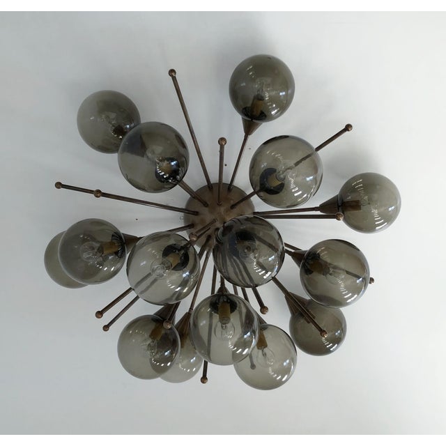Fabio Ltd 21st Century Mezzo Bronze Smoky Murano Flush Mount by Fabio LTD For Sale - Image 4 of 9