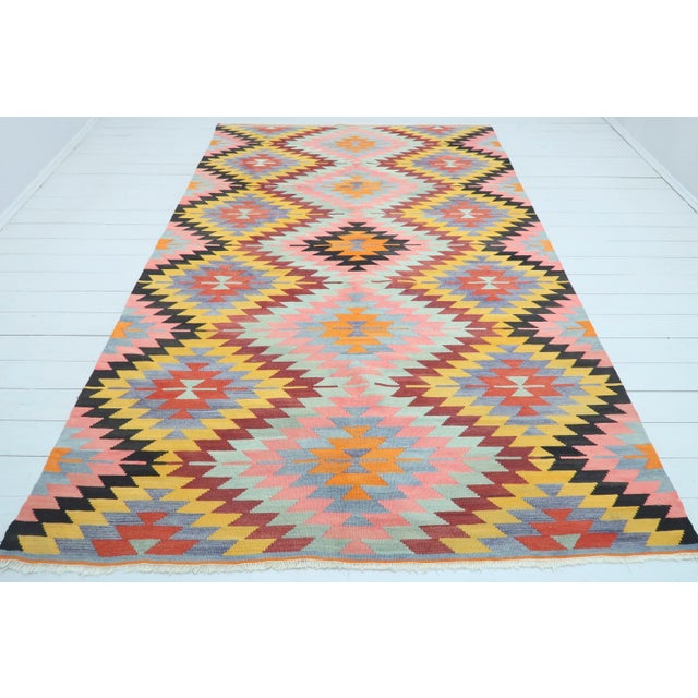Diamond Designed Turkish Kilim Flatweave Rug For Sale - Image 13 of 13