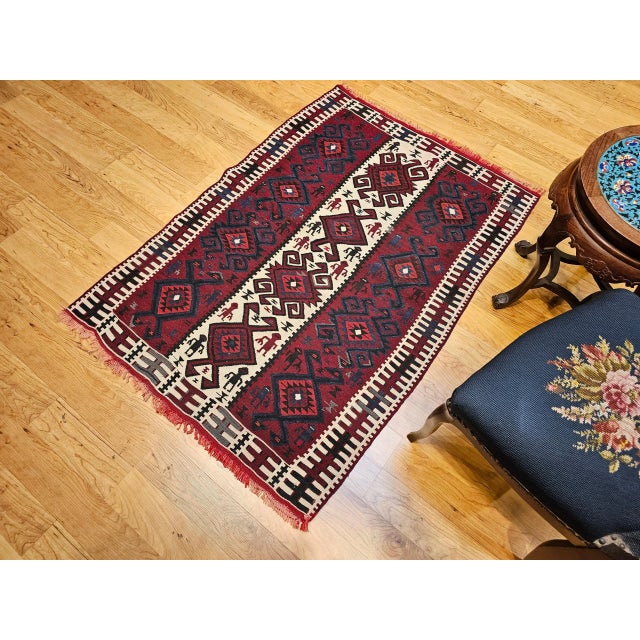 Vintage Handwoven South American Rug With Deity Figures, Peru, 1950s For Sale - Image 9 of 9