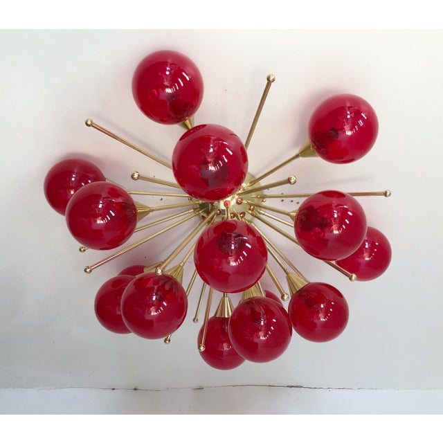Not Yet Made - Made To Order 21st Century Mezzo Polished Brass Rose Pink Bubbles Murano Flush Mount by Fabio LTD For Sale - Image 5 of 8
