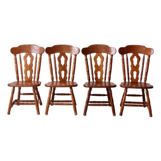 Vintage Early American Colonial Revival Dining Chairs - Set of 4 For Sale