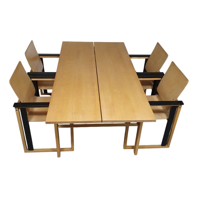 Finnish Dining Table and Chairs by Simo Heikkilä Pentik, 1980s, Set of 5 For Sale