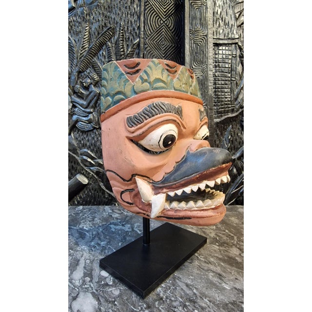 1950s Balinese Mask on a Stand, 1950s For Sale - Image 5 of 7