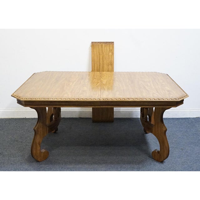 Bassett Furniture Centuria Collection Solid Pecan Mediterranean Style 78" Dining Table 429-42-448 For Sale - Image 9 of 11