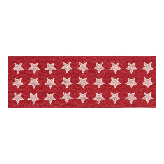 Sample - Schumacher Astra Block Print Tape Trim in Red For Sale