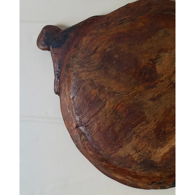 Antique Hand-Carved Wooden Dough Bowl With Handles For Sale In Los Angeles - Image 6 of 7