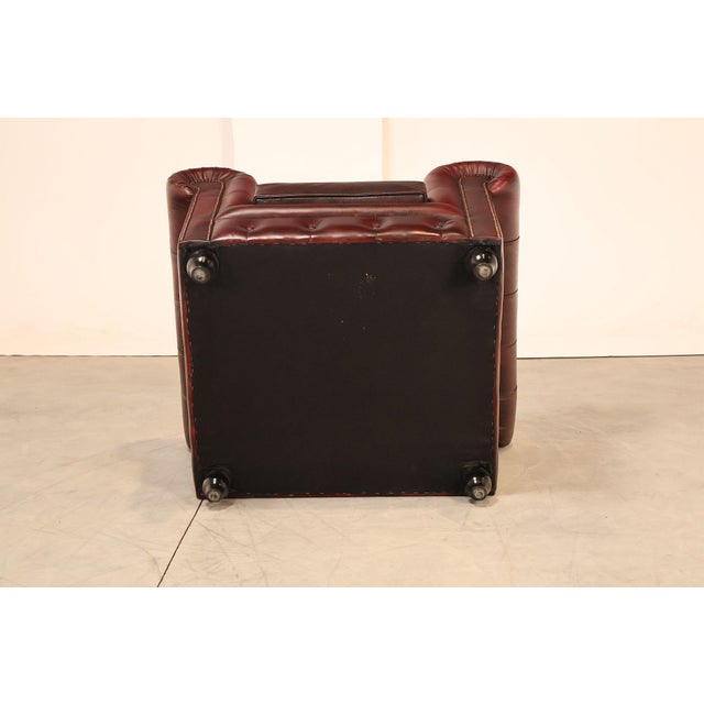Chesterfield Style Pair of Oxford Red Leather Club Chairs For Sale - Image 16 of 16