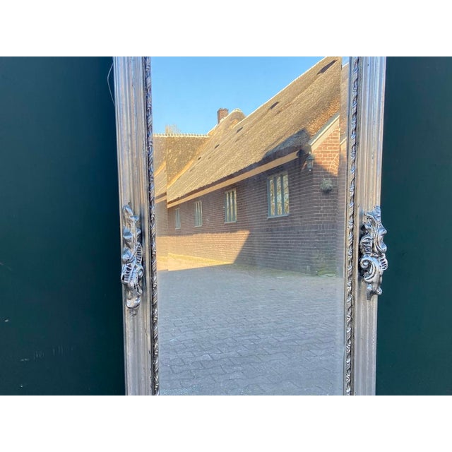 Rococo Late 20c Rococo Silver Finish Floor Mirrors – 2 Pc For Sale - Image 3 of 14