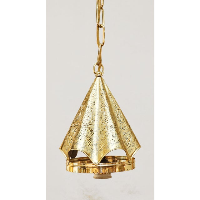 Metal Art Nouveau Hanging Lamp in Brass, 1890s For Sale - Image 7 of 11