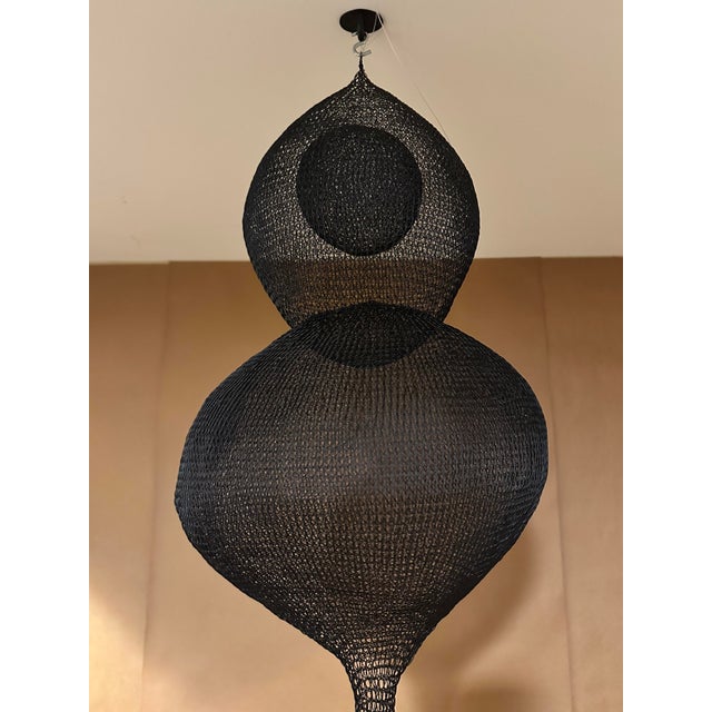 Hand knitted metal wire sculpture in matte black finish. The sculpture is most likely made around 1980-1990 and I acquired...