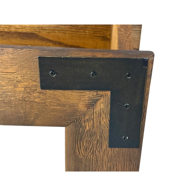 Late 20th Century Rustic Industrial Lodge Style Wall Mirror W/Metal Brackets For Sale - Image 5 of 6