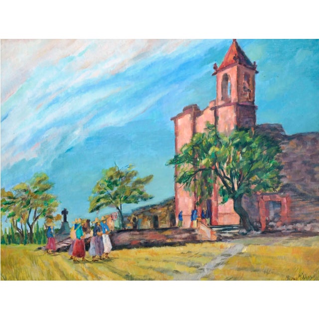 "Pilgrimage", a mid century figurative landscape by Carmel, California artist Mary Miller (Klepich) (American, ? - 1957)....