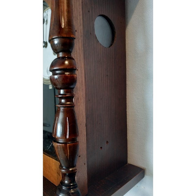 1923 Antique Mechanical Wooden Wall Clock by Gebrüder Junghans From Black Forest For Sale - Image 6 of 8