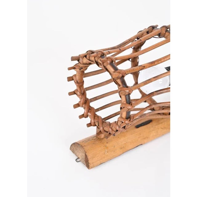 Mid-Century Rattan Lantern Sconces by Louis Sognot, France, 1960s, Set of 2 For Sale - Image 6 of 12