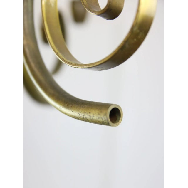 Vintage Italian Brass and Opaline Chandelier For Sale - Image 4 of 15