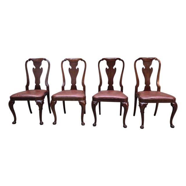 Vintage Queen Anne Style Dining Chairs by Baker Furniture - 4 For Sale