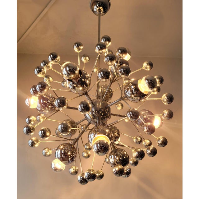 Silver Vintage Space Age Twelve-Light Pendant Lamp, 1960s For Sale - Image 8 of 13