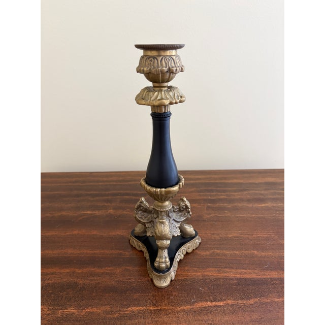 Late 20th Century Neoclassical Grand Tour Lion-Paw Taper Candlestick For Sale - Image 5 of 9