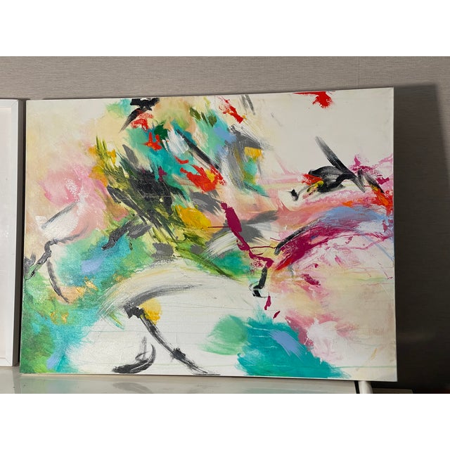 Large Abstract Modern Painting on Canvas For Sale In Miami - Image 6 of 12
