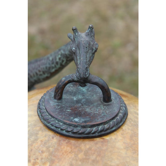 Figurative Maitland-Smith Bronze Giraffe Lamp With a Penshell Shade For Sale - Image 3 of 18