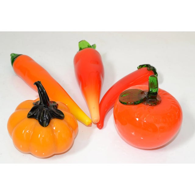 Mid-Century Modern 1980 Blown Murano Style Art Glass Set 5 Fruit and Vegetables Italy Mid-Century Modern For Sale - Image 3 of 13