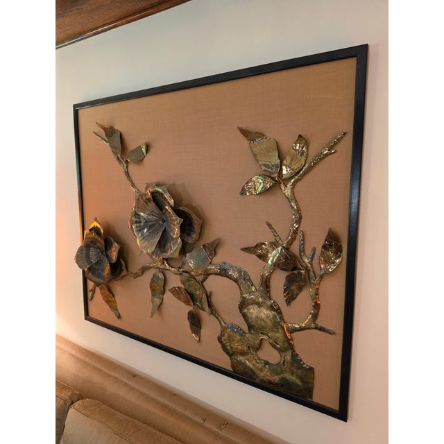 1960s Mid 20th Century Brutalist Floral Brass Wall Sculpture For Sale - Image 5 of 16