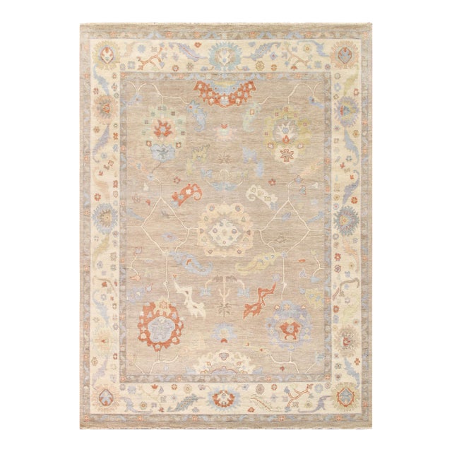 Pasargad Home Oushak Beige Wool Area Rug- 7'11'' X 8' 0'' For Sale