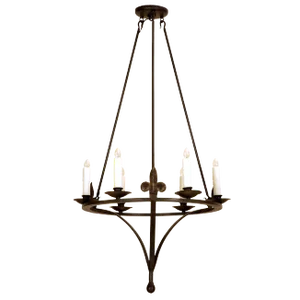 Unusual Italian Country Wrought Iron Six Light Chandelier