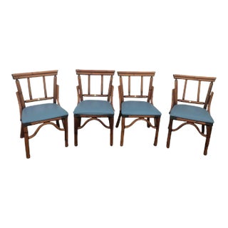 1970s Vintage Ficks Reed Style Rattan Accent Chairs - Set of 4 For Sale