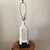 Vintage Chinoiserie Pagoda Style Table Lamp With White Textured Porcelain Body Mounted on Dark Wood Base For Sale - Image 9 of 12