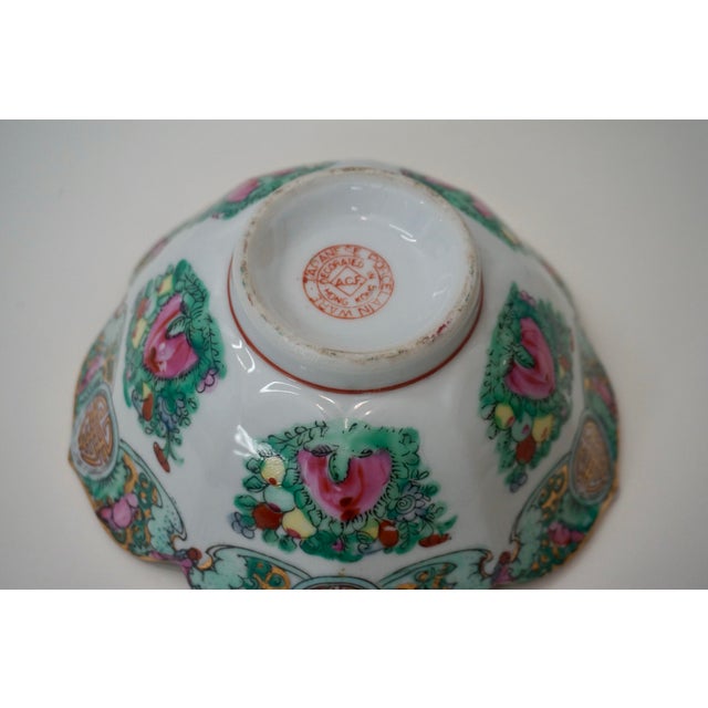 Vintage Mid-Century Famille Rose Porcelain Bowl - Hand-Decorated in Hong Kong For Sale - Image 6 of 6