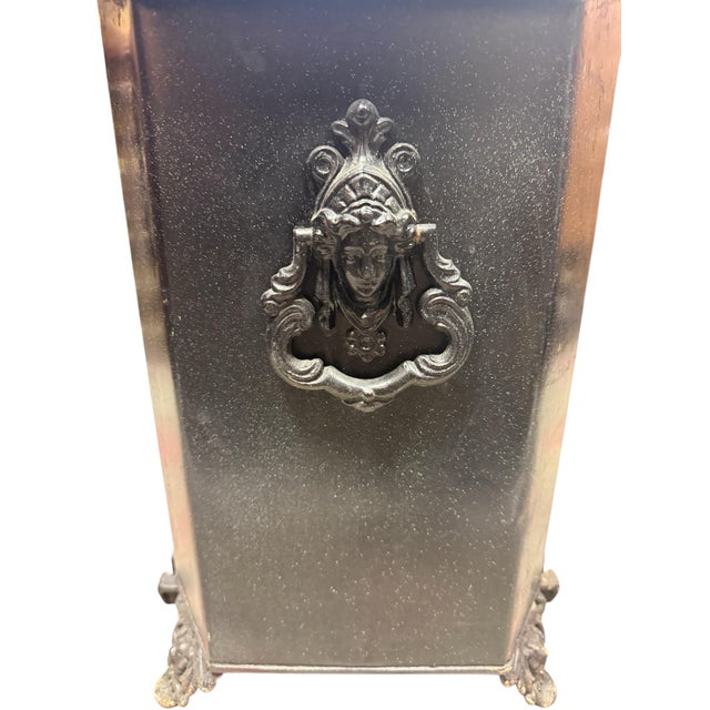 Victorian Antique, Victorian, Heavy Metal Coal Scuttle With Removable Bin For Sale - Image 3 of 12