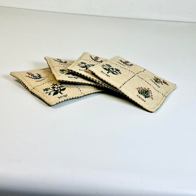 Farmhouse 1980s Vintage Arts & Crafts Boho Chic Farmhouse Fabric Bean Bag Style Coasters - Set of 4. For Sale - Image 3 of 8