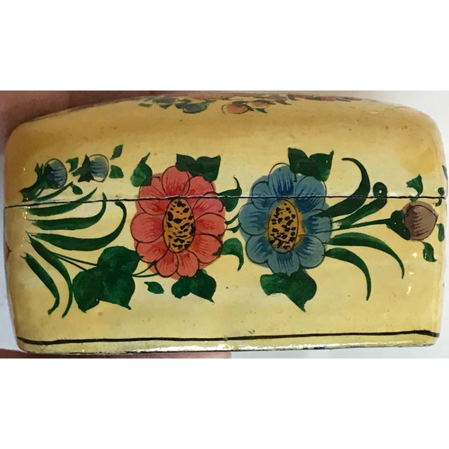 Vintage Hand Pinted Floral Paper Mache Box From India For Sale In Chicago - Image 6 of 11