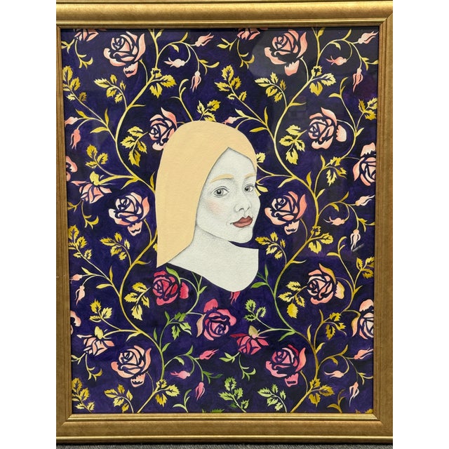 Sofia Bonati Agnes Art Nouveau Watercolor, Framed For Sale - Image 9 of 12