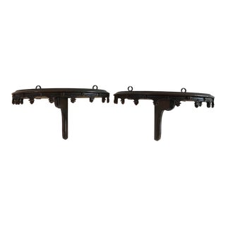 Vintage Mahogany Wall Shelves - a Pair For Sale