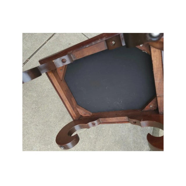 Wood 19th Century American Empire Magogany and Needlepoint Upholstered Foot Stool For Sale - Image 7 of 7