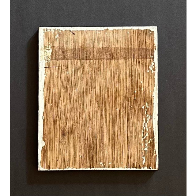 Graphite and gesso on mahogany wood of a minimal abstract by Wes Mills. Signed in the lower right corner, dated 6.92 and...