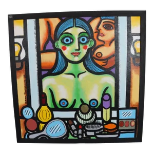 "Waiting for You" Acrylic & Ink on Canvas, Signed