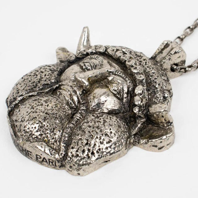 Guy Laroche Paris Massive Silvered Resin Viking God Medallion Necklace For Sale - Image 9 of 11
