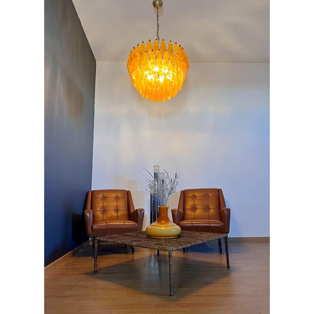 Vintage Murano Glass Chandelier with 111 Amber Poliedri, 1990s For Sale - Image 10 of 18