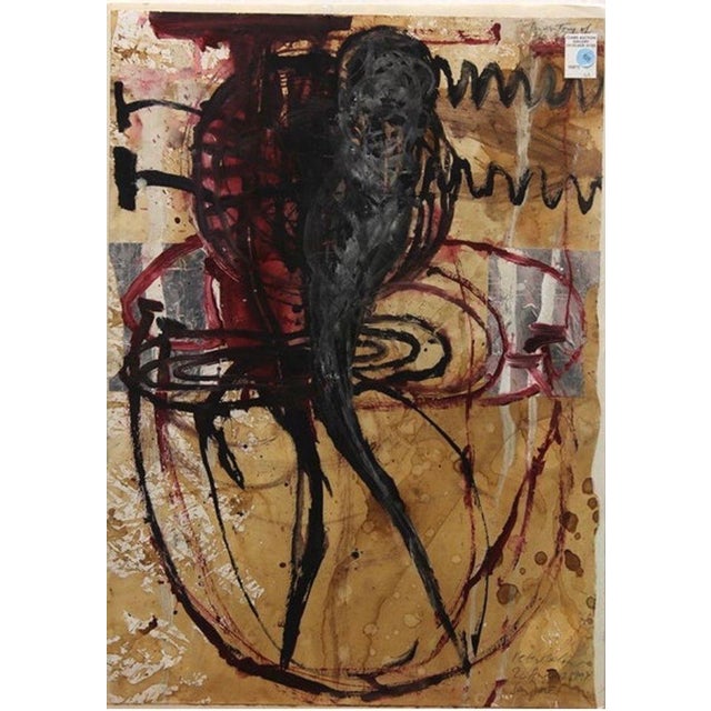 Abstract Peter Below 1990s Abstract Mixed Media Painting Framed For Sale - Image 3 of 7