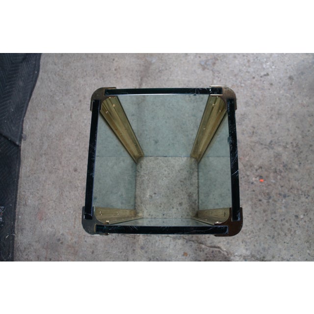 1980s Hollis Jones Style Hollywood Regency Beveled Glass Brass Dining Breakfast Table For Sale - Image 12 of 12