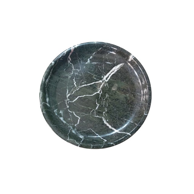 Elevate your space with this handcrafted footed marble bowl, made from green zebra marble. Its, Grey, white and green...