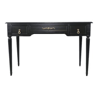 Henredon French Regency Black Lacquered Writing Desk For Sale
